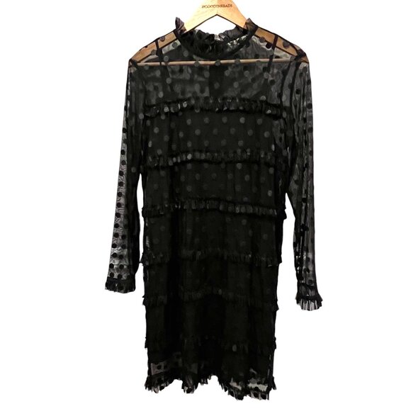 Part Two Polka-dot Lace Mini Dress, Black, 8 - Picture 9 of 10